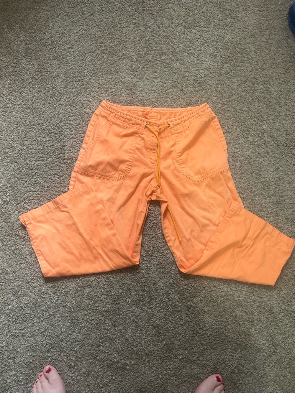 No Boundaries Peach-Orange Cropped Drawstring Pants